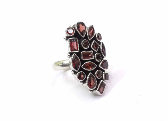 Gorgeous Natural Garnet 925 Silver Party Wear Ring