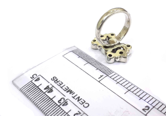 Natural Garnet And Multi Gemstones Silver Handmade Ring
