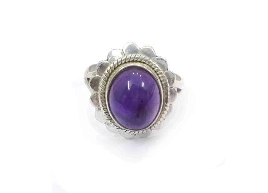 925 Silver Natural Amethyst Light Weight Small Ring