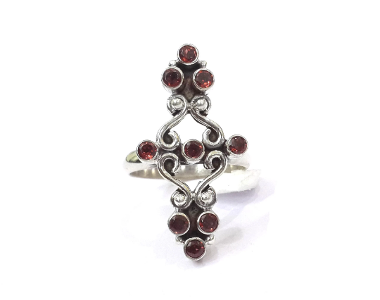 Faceted Garnet Natural Gemstone 925 Silver Party Wear Ring