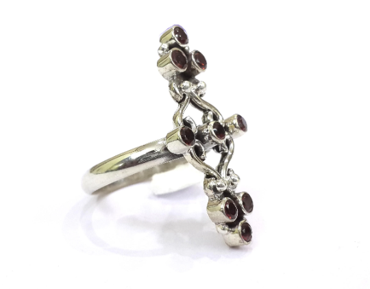 Faceted Garnet Natural Gemstone 925 Silver Party Wear Ring