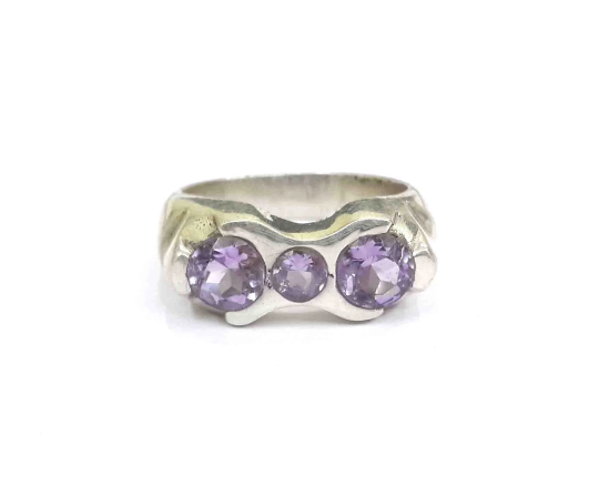 Faceted Amethyst 925 Sterling Silver Handmade Ring