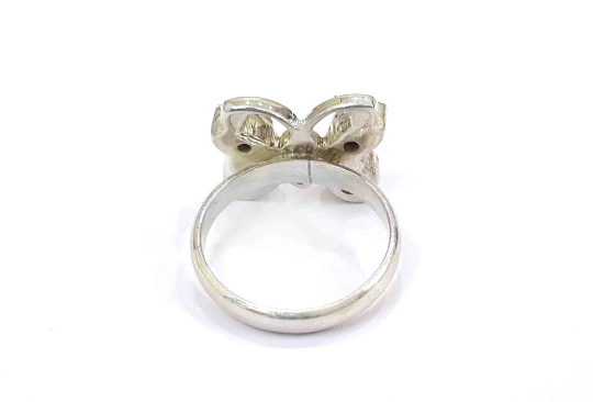 Natural Garnet Butterfly Design 925 Silver Ring