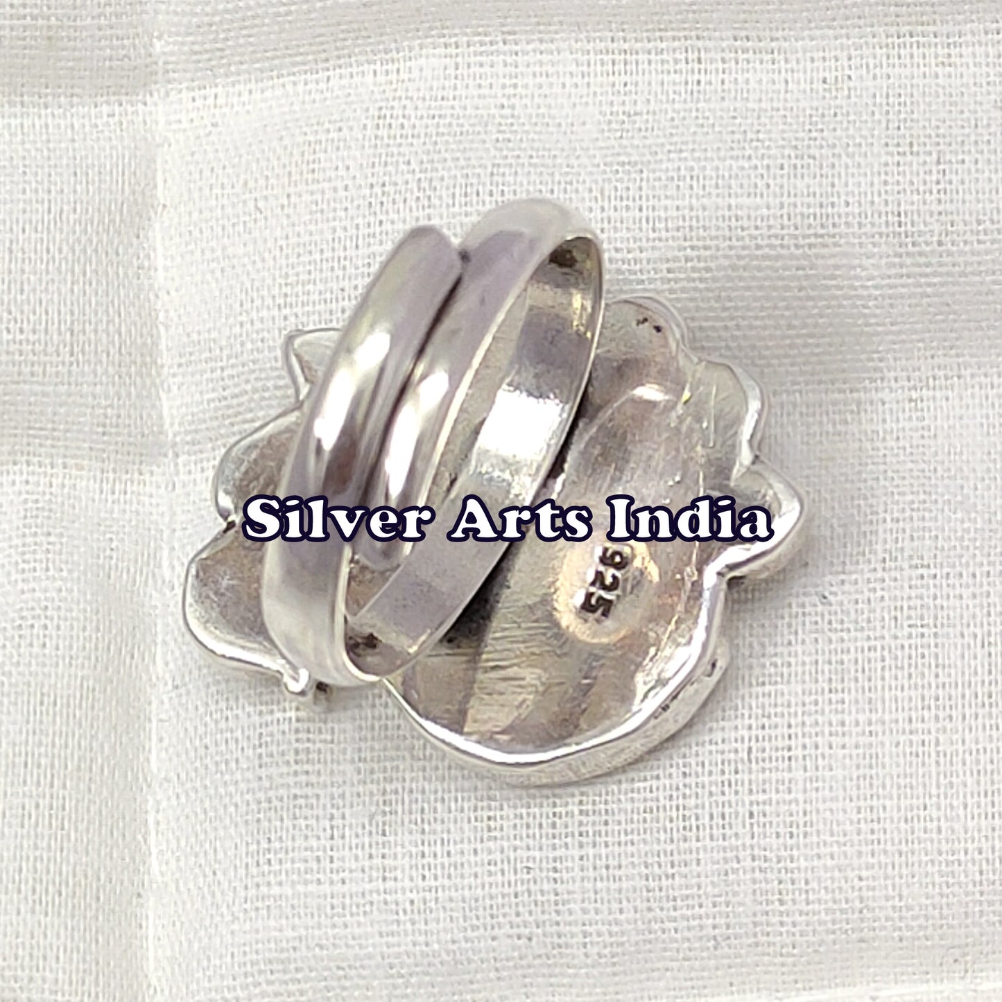Kundan Polki Handmade Adjustable 925 Silver Ring