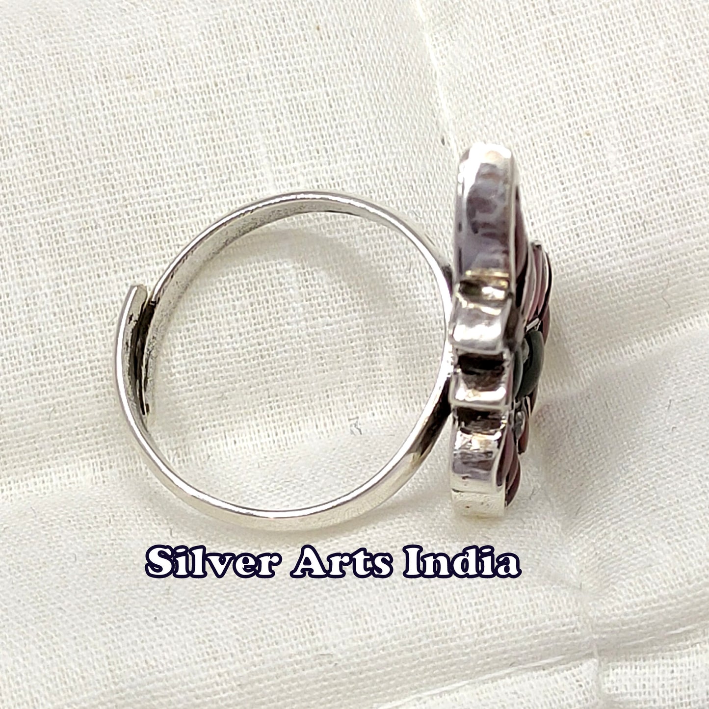 Kundan Polki Genuine 925 Silver Adjustable Traditional Ring
