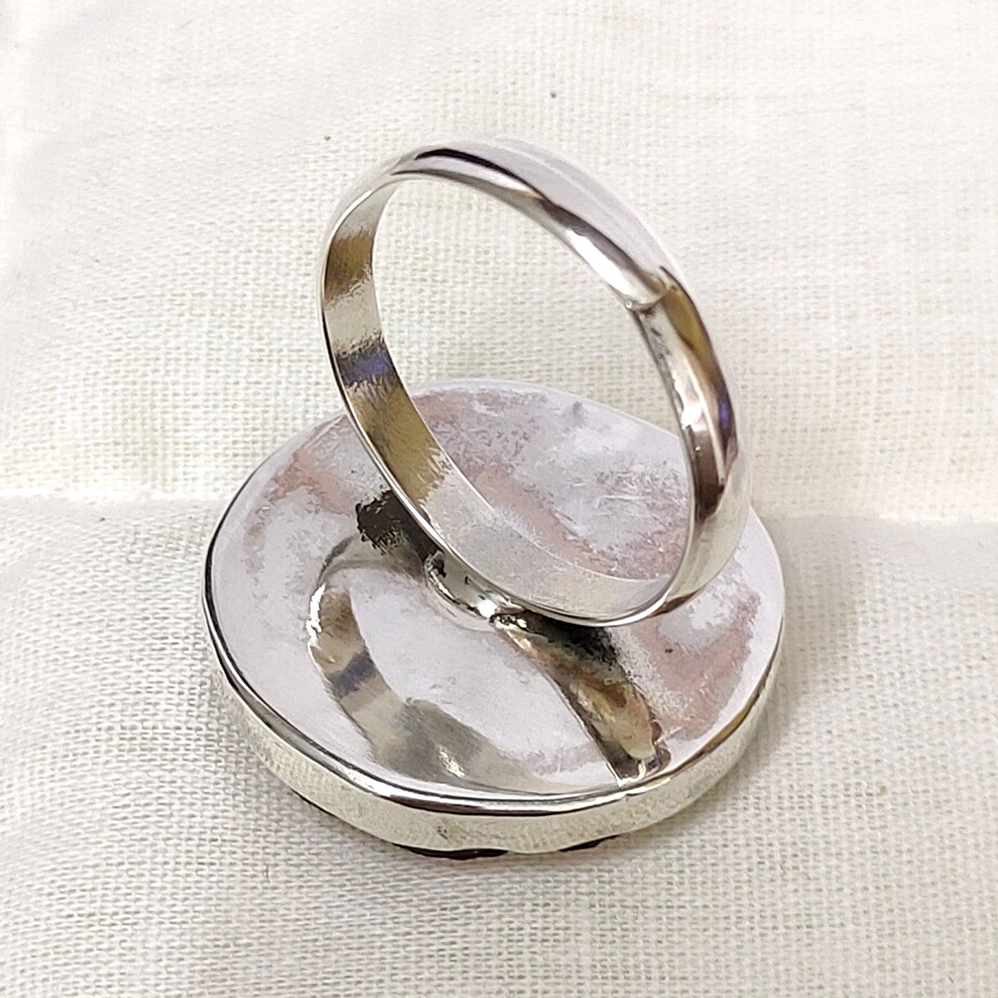 Kundan Polki 925 Silver Handmade Adjustable Ring