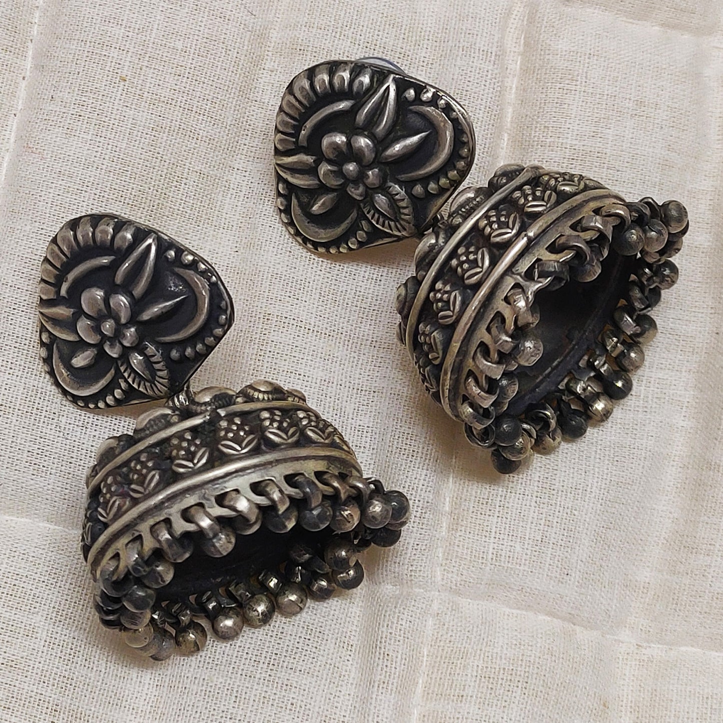 Rajasthan Tribal Jhumka Silver Earrings