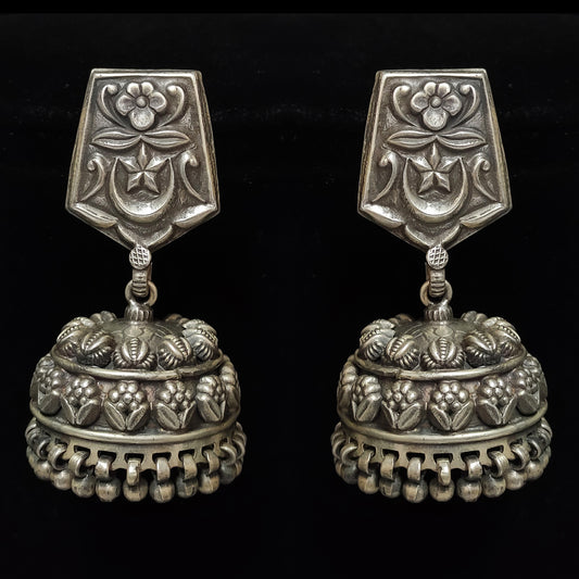 Silver Handmade Banjara Tribal Jhumka Earrings