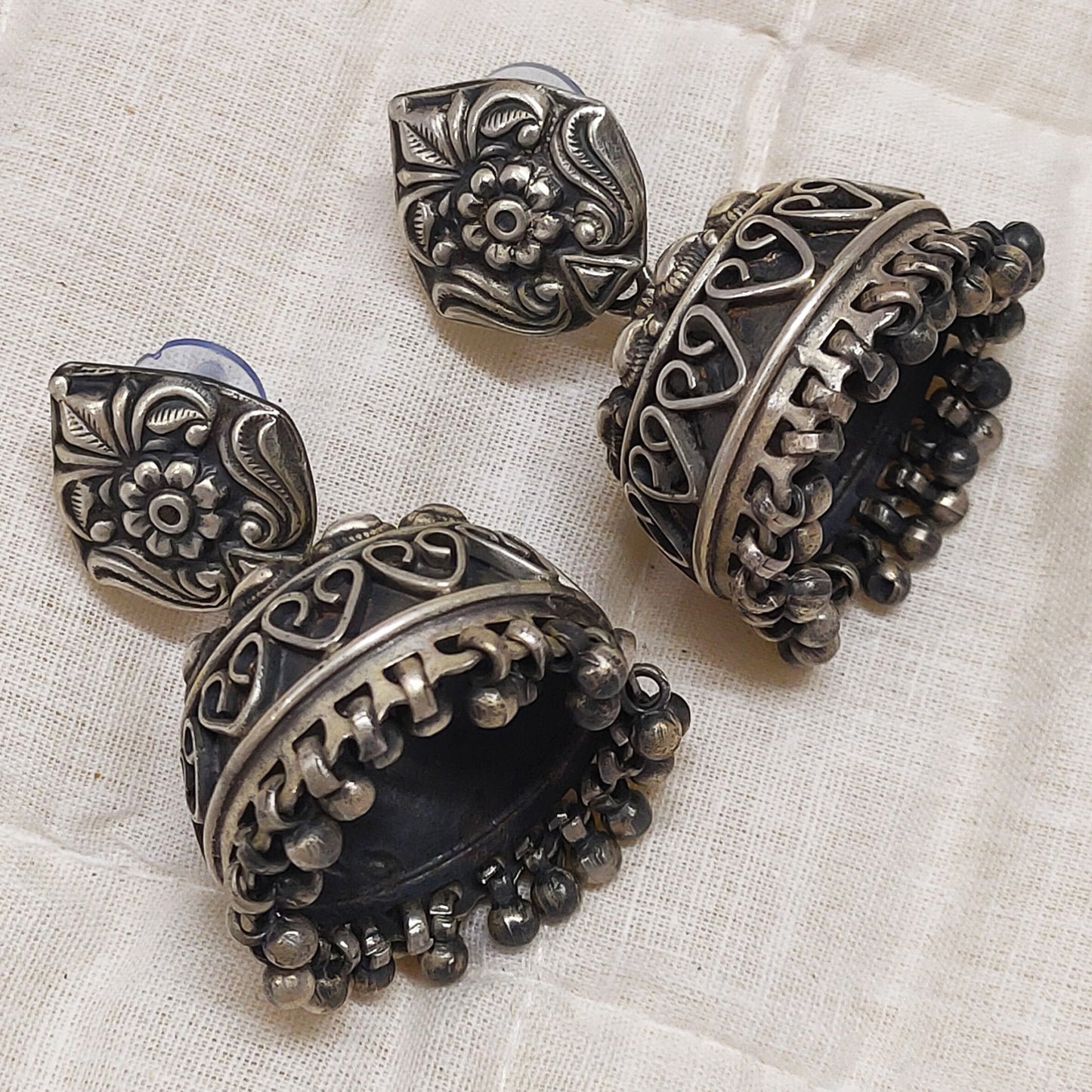 Rajasthan Tribal Jhumka Silver Earrings