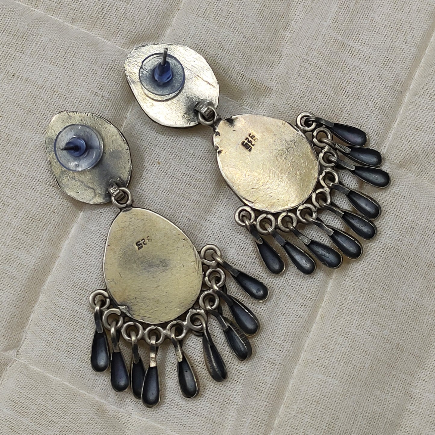 Beautifully Ornamented Tribal Silver Jhumka Earrings
