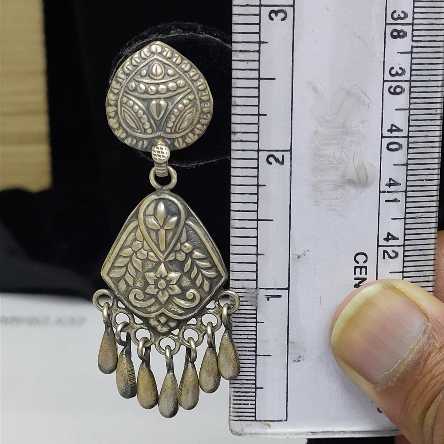 Antique Silver Rajasthan Tribal Long Earrings