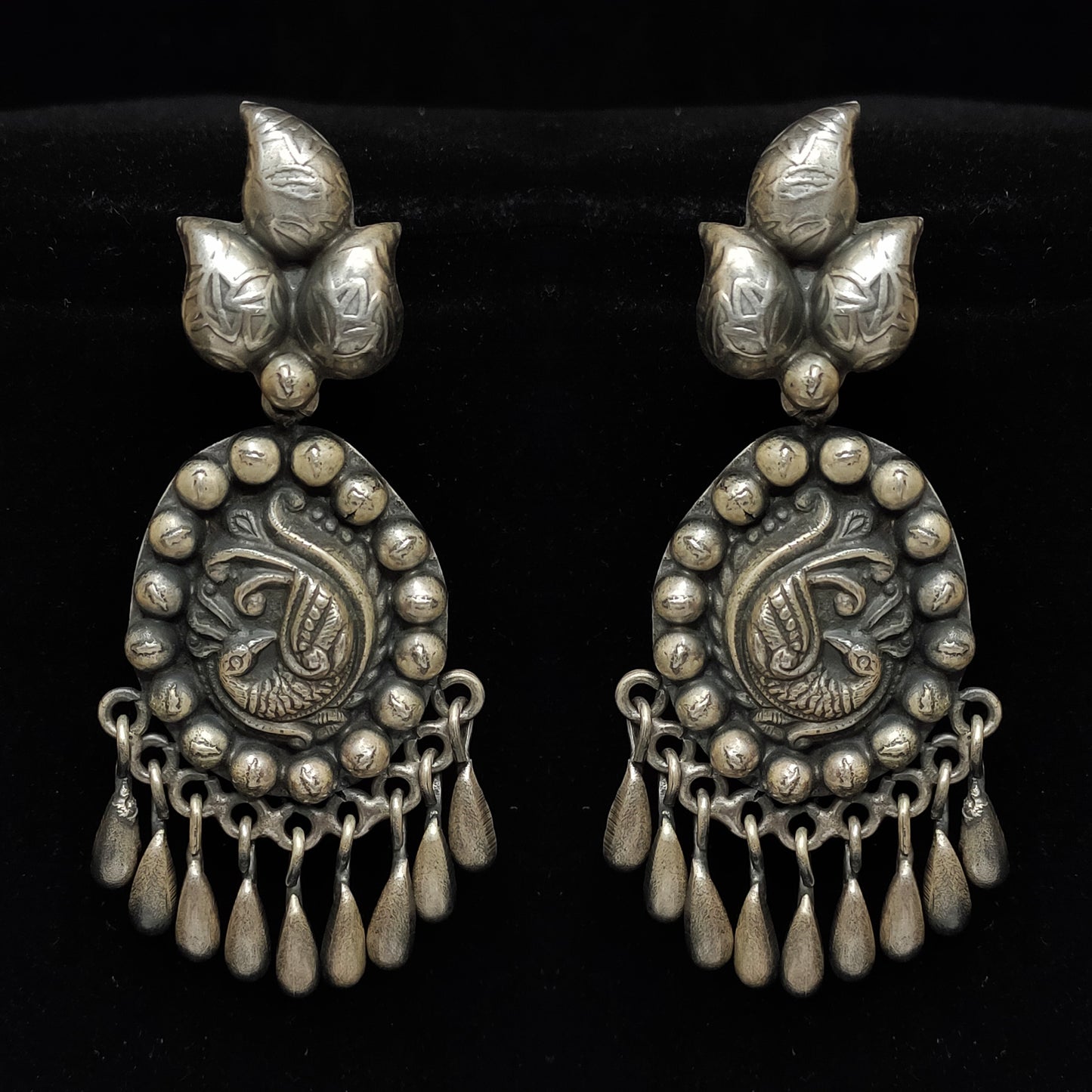 Indian And Pakistani Tribal Silver Long Earrings